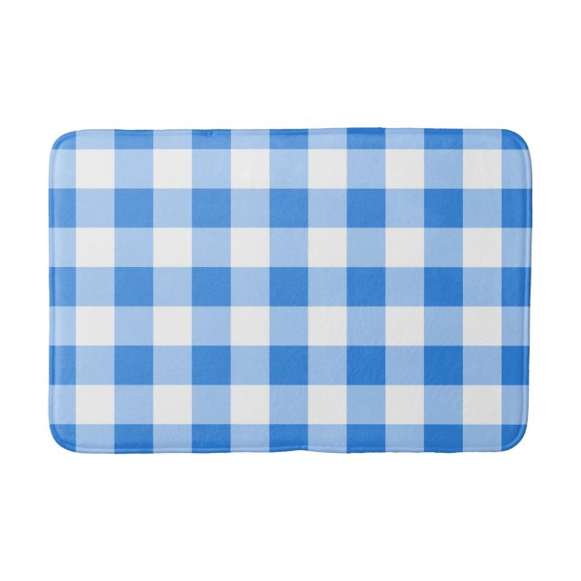 Tapis De Bain Motif à carreaux gingham bleu et blanc (Devant)