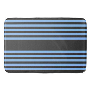 Tapis De Bain Motif à cinq bandes bleu et charbon