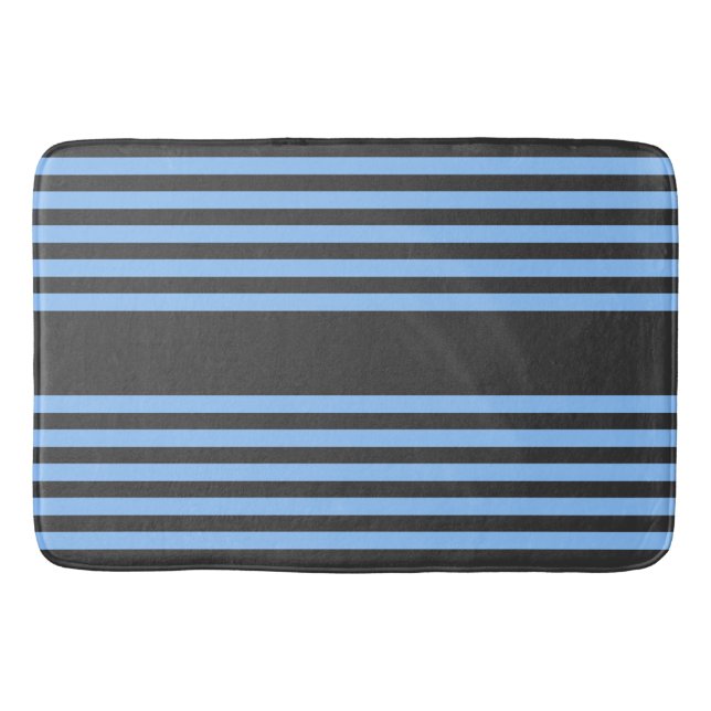 Tapis De Bain Motif à cinq bandes bleu et charbon (Devant)