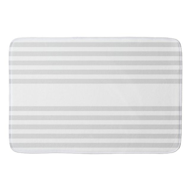 Tapis De Bain Motif à cinq bandes gris clair et blanc (Devant)