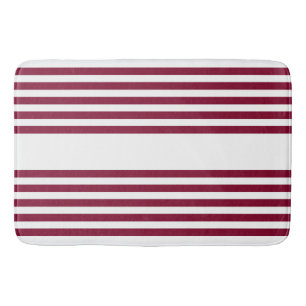 Tapis De Bain Motif à cinq bandes rouge et blanc bordeaux