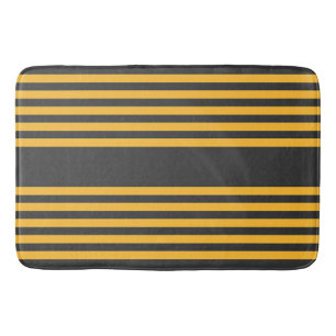 Tapis De Bain Motif à cinq bandes Sunny jaune et charbon de bois