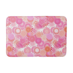 Tapis De Bain Motif à spirale fractale, nuances de rose et de co