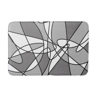 Tapis De Bain Motif Abstrait - gris et blanc.