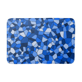 Tapis De Bain Motif Abstrait Mosaïque Bleue Moderne