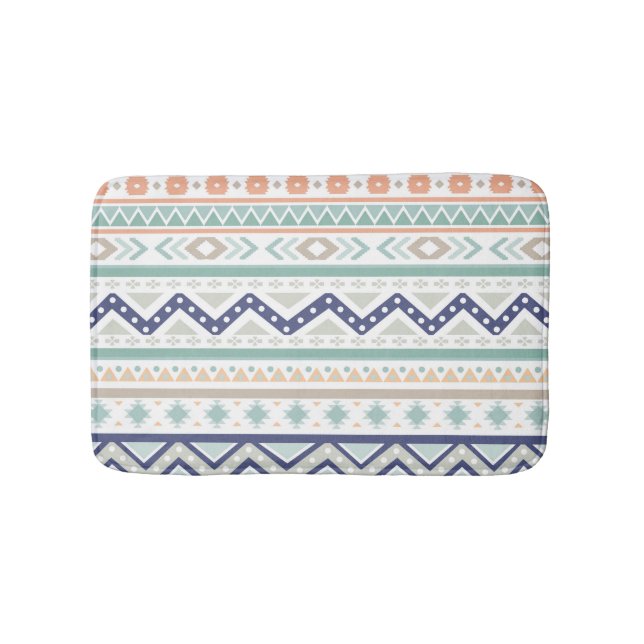 Tapis De Bain Motif amérindien Sage & Coral (Devant)
