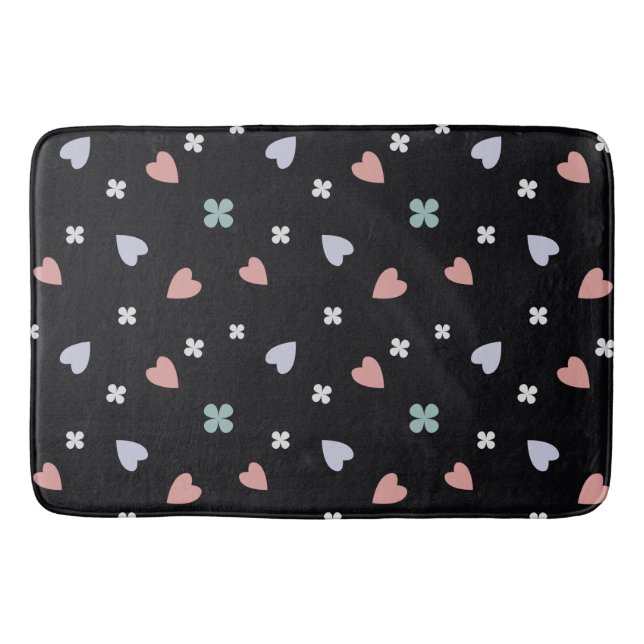 Tapis De Bain Motif Amour Chanceux Cœurs Trèfle Mignon (Devant)