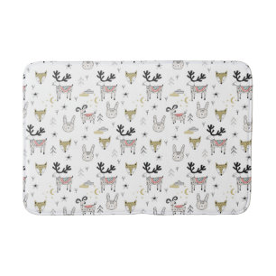 Tapis De Bain Motif animal de griffonnage de région boisée