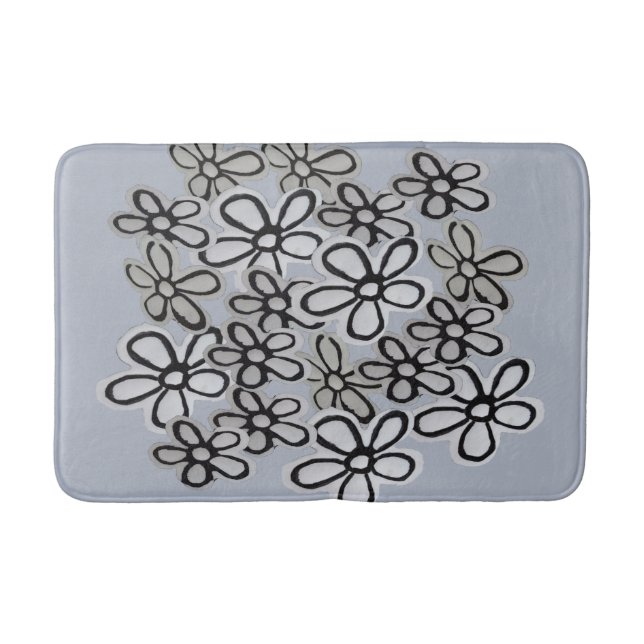 Tapis De Bain Motif Aquarelle Noir et Blanc (Devant)
