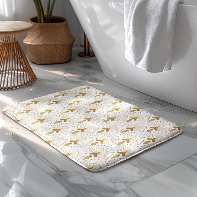 Tapis De Bain Motif art déco blanc et or (Créateur téléchargé)