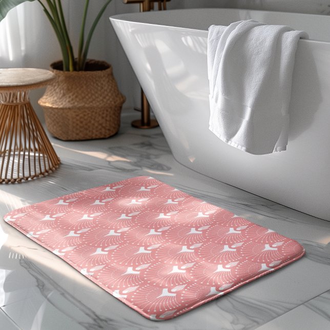 Tapis De Bain Motif art déco blanc et rose (Créateur téléchargé)
