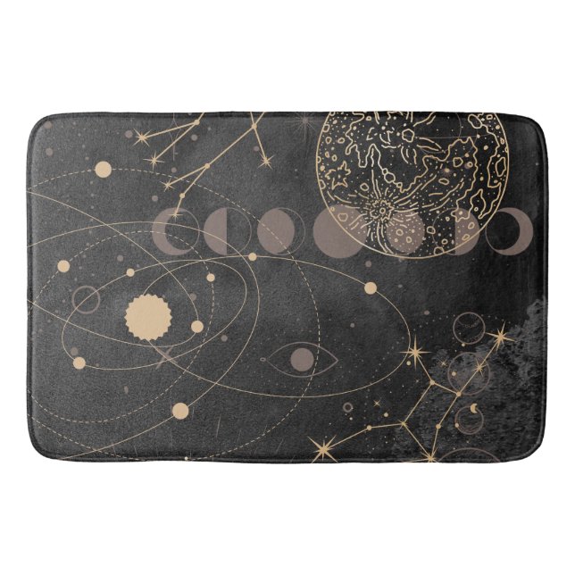 Tapis De Bain Motif Astrologique Black Gold (Devant)