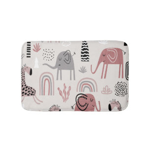 Tapis De Bain motif avec de mignons éléphants et girafes géant