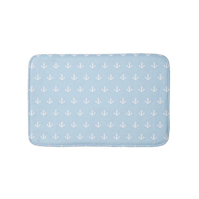 Tapis De Bain Motif avec les ancres blanches sur le bleu (Devant)
