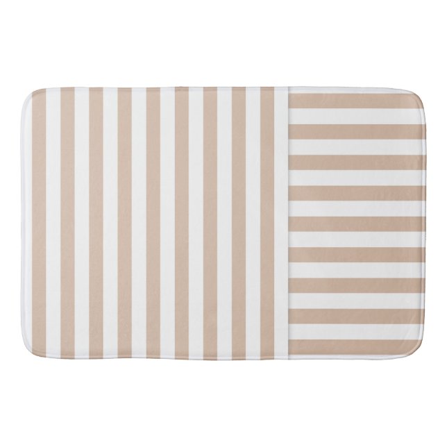 Tapis De Bain motif beige blanc rayé (Devant)
