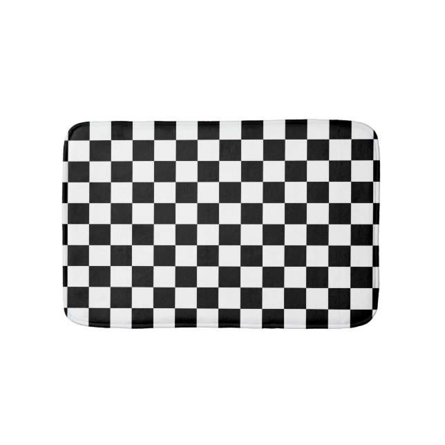 Tapis De Bain Motif blanc de noir classique de damier (Devant)