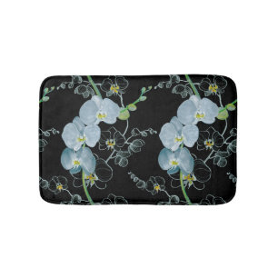 Tapis De Bain Motif blanc d'orchidées d'aquarelle