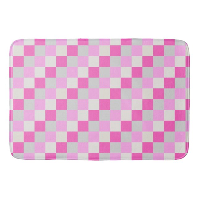 Tapis De Bain Motif blanc et rose bonbon (Devant)