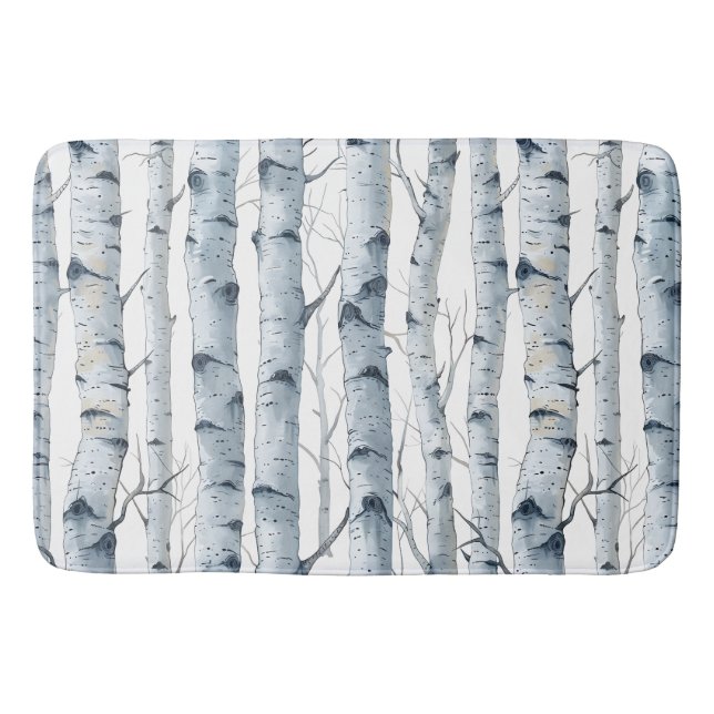 Tapis De Bain Motif blanc gris de bouleau (Devant)