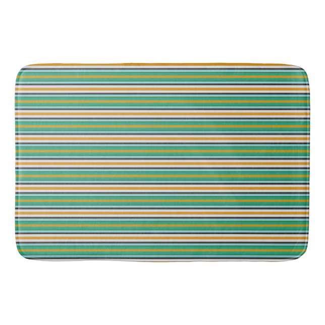 Tapis De Bain Motif blanc vert orange rayé (Devant)