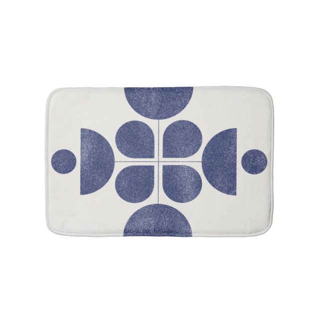 Tapis De Bain Motif bleu abstrait du milieu du siècle (Devant)