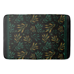 Tapis De Bain Motif Botany de luxe de Feuilles Gold et Green