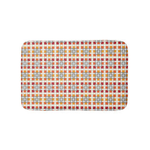 Tapis De Bain Motif carré moderne géométrique rouge ambre