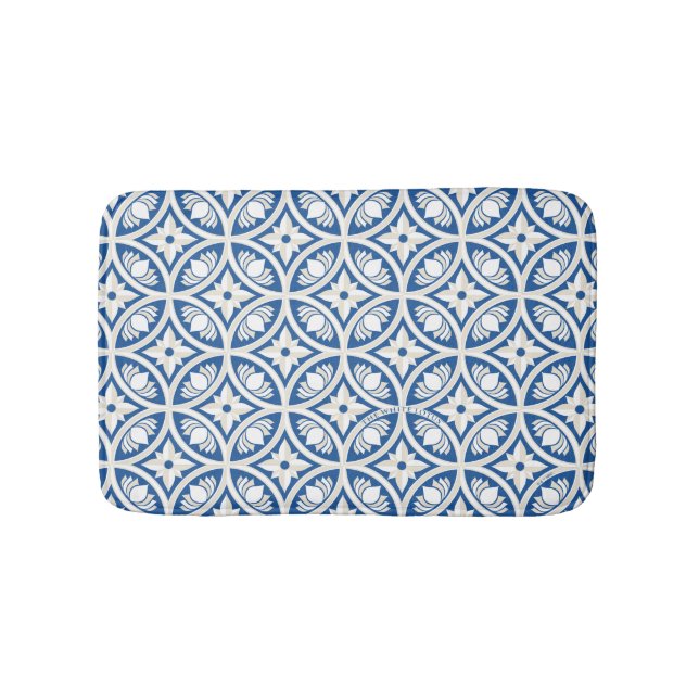 Tapis De Bain Motif Carrelage Lotus Côtier - Le Lotus Blanc (Devant)