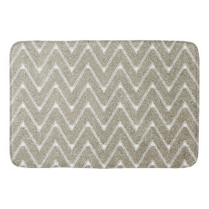 Tapis De Bain Motif Chevron Brun Sable Velouté