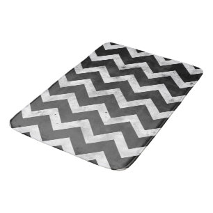 Tapis De Bain Motif chevron rustique noir et blanc