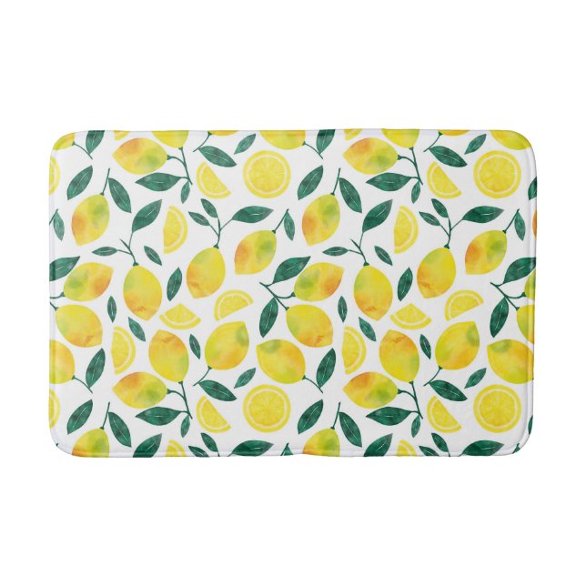 Tapis De Bain Motif citron jaune aquarelle (Devant)