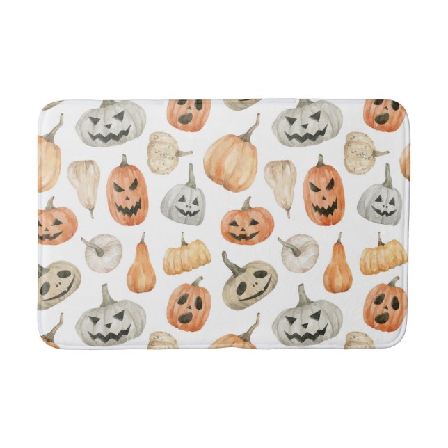 Tapis De Bain Motif Citrouille d'aquarelle amusant (Devant)