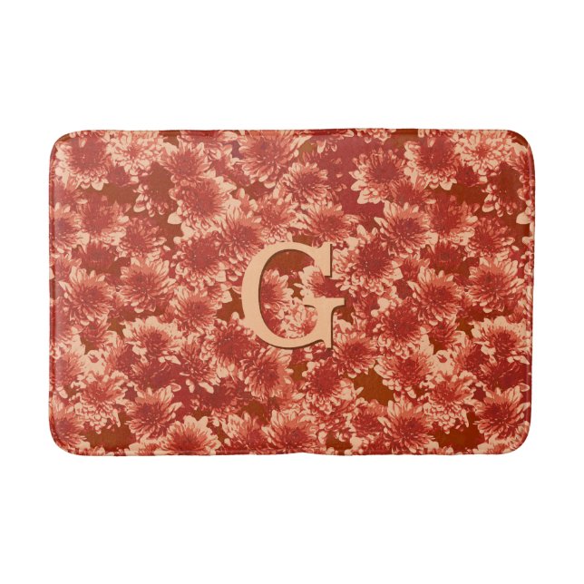 Tapis De Bain Motif Dahlia Graphique Moderne, Mandarin Orange (Devant)