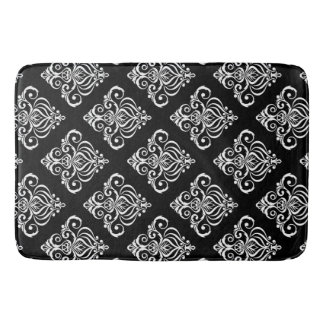 Tapis De Bain Motif damassé noir et blanc personnalisé
