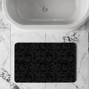 Tapis De Bain Motif damassé vintage monochrome noir
