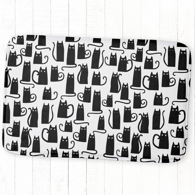 Tapis De Bain Motif d'amusement de chat noir (Fun black cat pattern bath mat)