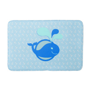 Tapis De Bain Motif d'Ancres de Baleine Bleue Cute