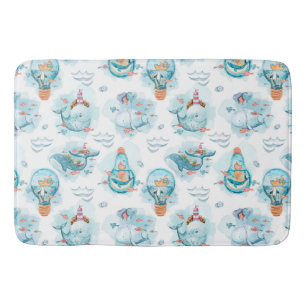 Tapis De Bain Motif d'aquarelle de la belle baleine nautique