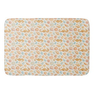 Tapis De Bain Motif d'aquarelle des coquillages et des hippocamp