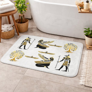 Tapis De Bain Motif d'art de la mythologie égyptienne en or noir