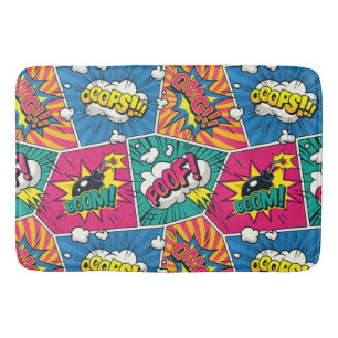 Tapis De Bain Motif d'art pop coloré de bande dessinée rétro