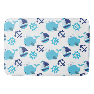 Tapis De Bain Motif De Baleines, Beaux Baleines, Baleines Bleues