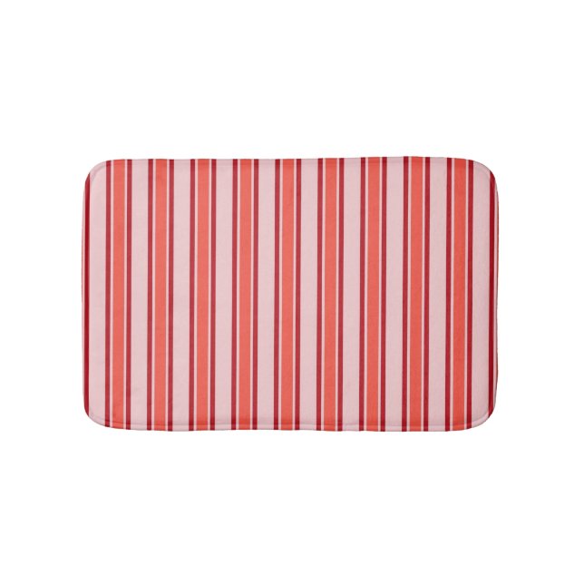 Tapis De Bain Motif de bande verticale rose rouge (Devant)