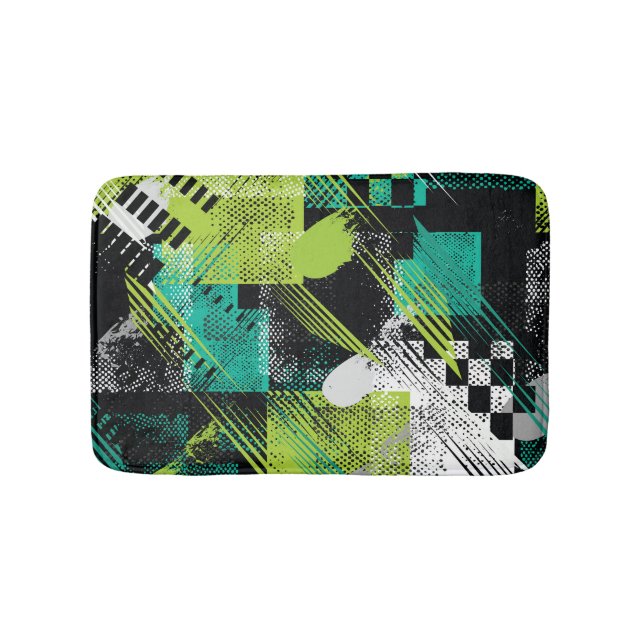 Tapis De Bain Motif de bandes de points géométriques Abstraits (Devant)