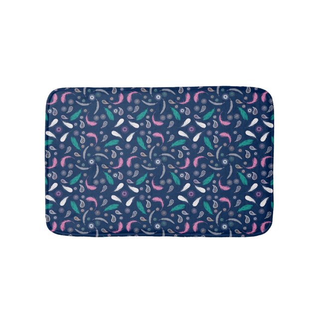 Tapis De Bain motif de Bohème de plumes ethniques (Devant)