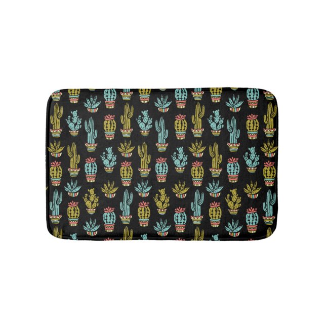 Tapis De Bain Motif de cactus de grunge foncé (Devant)