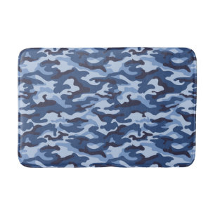 Tapis De Bain Motif de camouflage bleu foncé