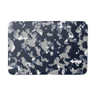 Tapis De Bain Motif de camouflage bleu gris blanc Camo