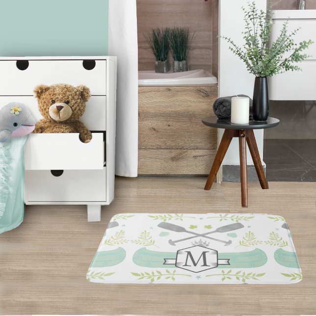Tapis De Bain Motif de canoë monogramme personnalisé (Créateur téléchargé)