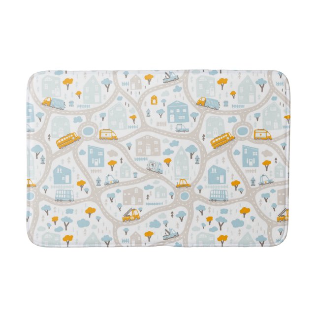 Tapis De Bain Motif de carte de quartier de Cute Pastel (Devant)